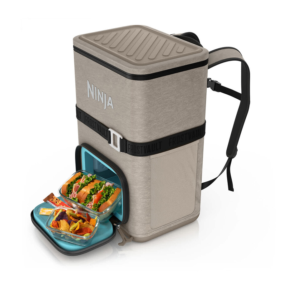mochila térmica ninja frostvault go de 23 litros y 36 latas - beige abedul